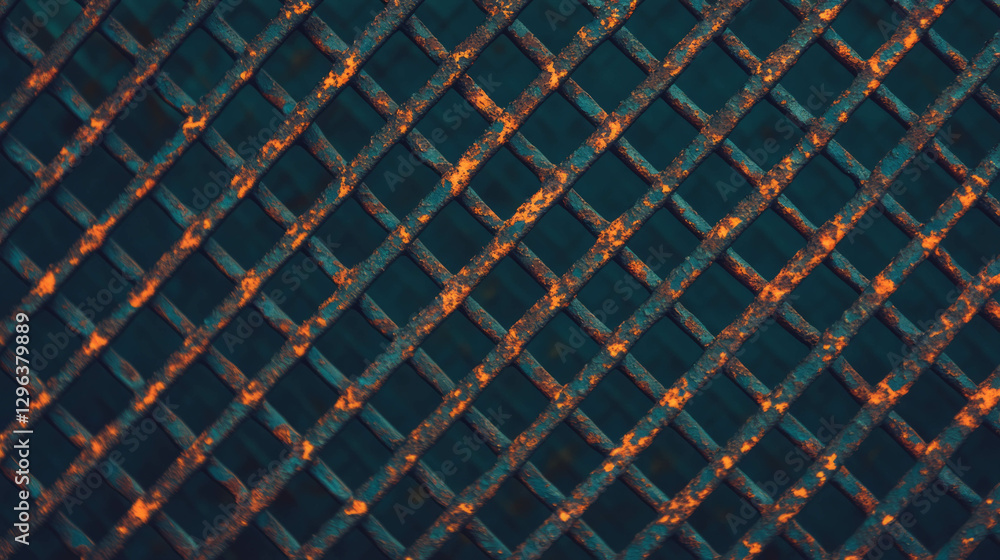 Aufkleber Rustic industrial metal mesh background with sharp edges for textured design