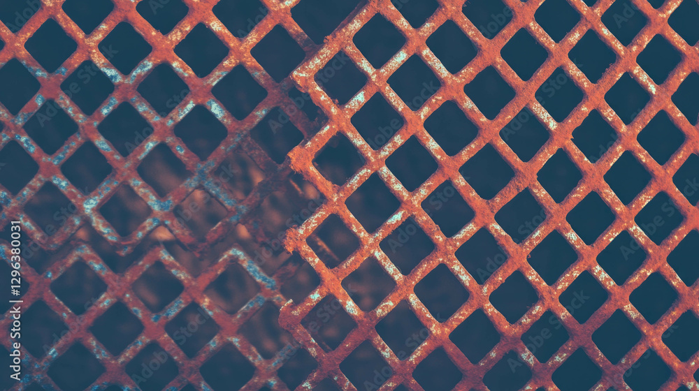 Aufkleber Rustic metal mesh texture with rust and sharp edges for industrial design