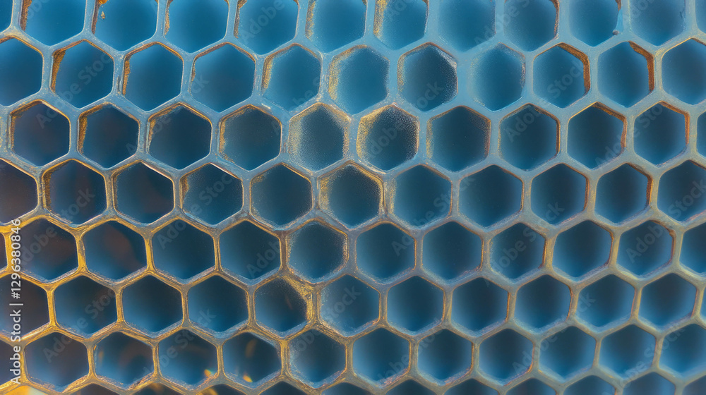 Poster Metallic honeycomb structure background for modern design projects
