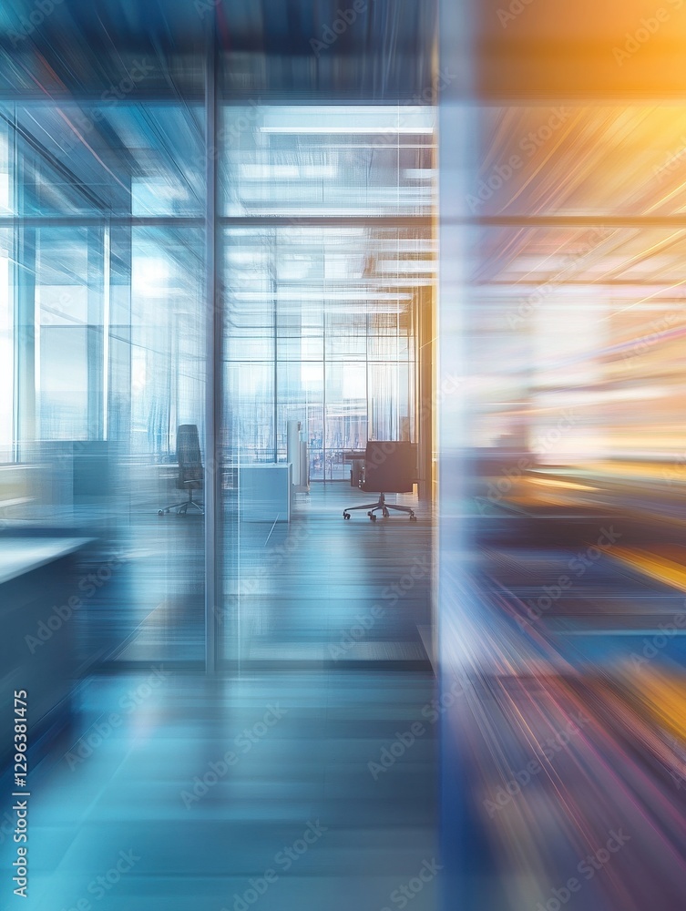 Poster abstract office with computer blur background.