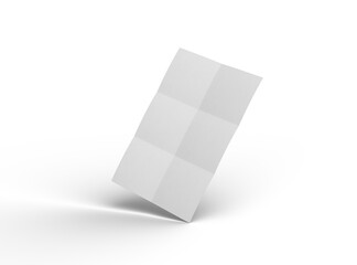 3d rendered image of a A4 sheet with square bends isolated on a transparent background