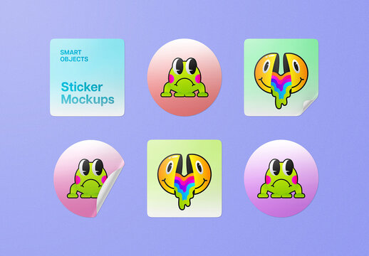 6 Stickers Mockup