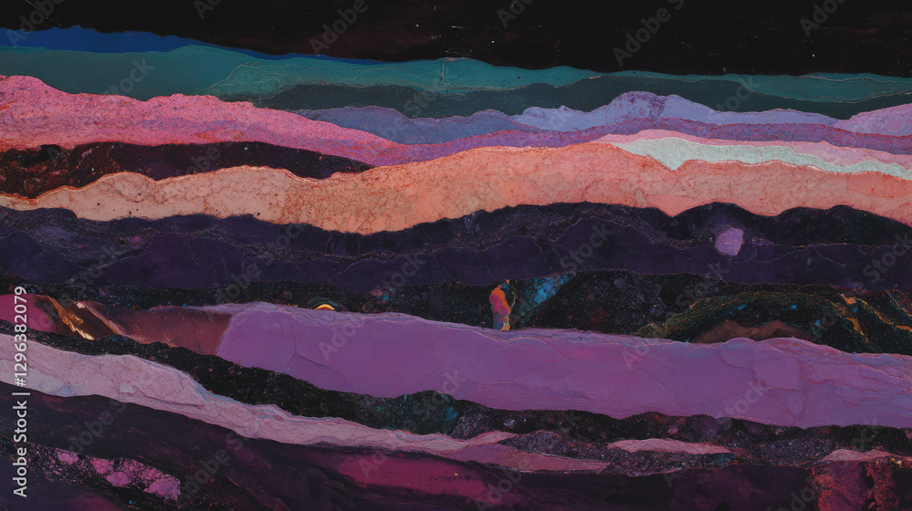 Poster Vibrant layers of quartzite in abstract geological pattern for artistic background design