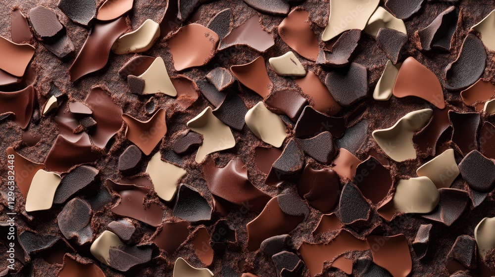 Aufkleber 3d composition of cacao nibs scattered in abstract pattern