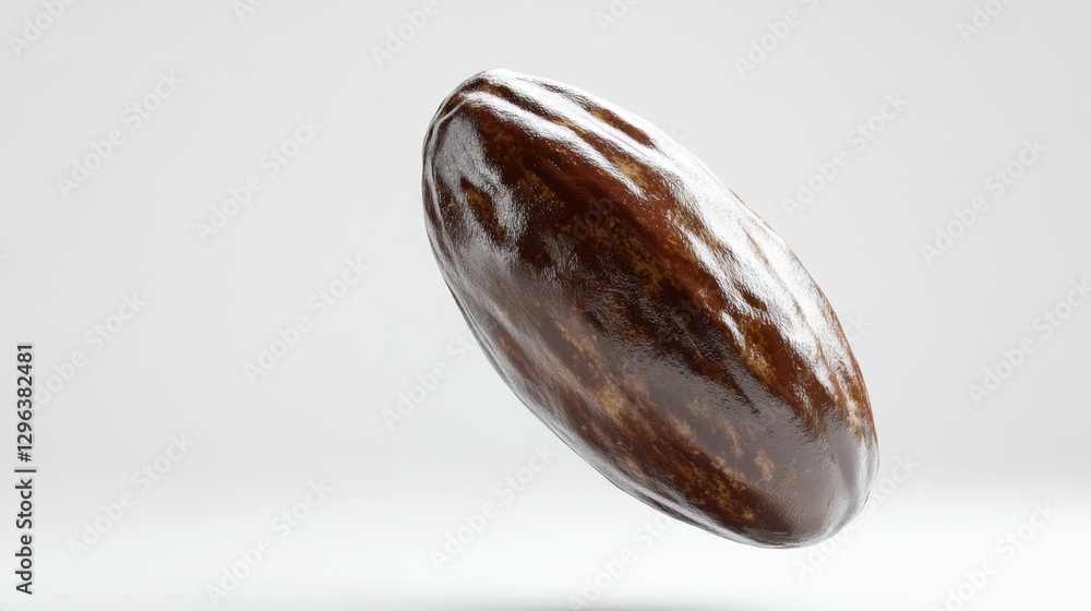 Poster glossy 3d render of a cacao bean floating on a neutral background