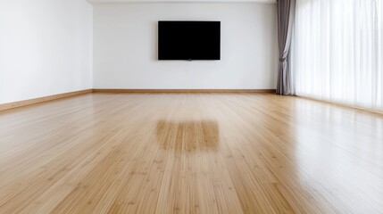 Empty Room, Bamboo Floor, Modern Interior Design