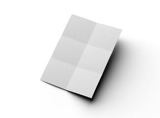 3d rendered image of a A4 sheet with square bends isolated on a transparent background