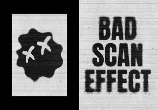 Bad Scan Poster Text & Logo Effect Mockup
