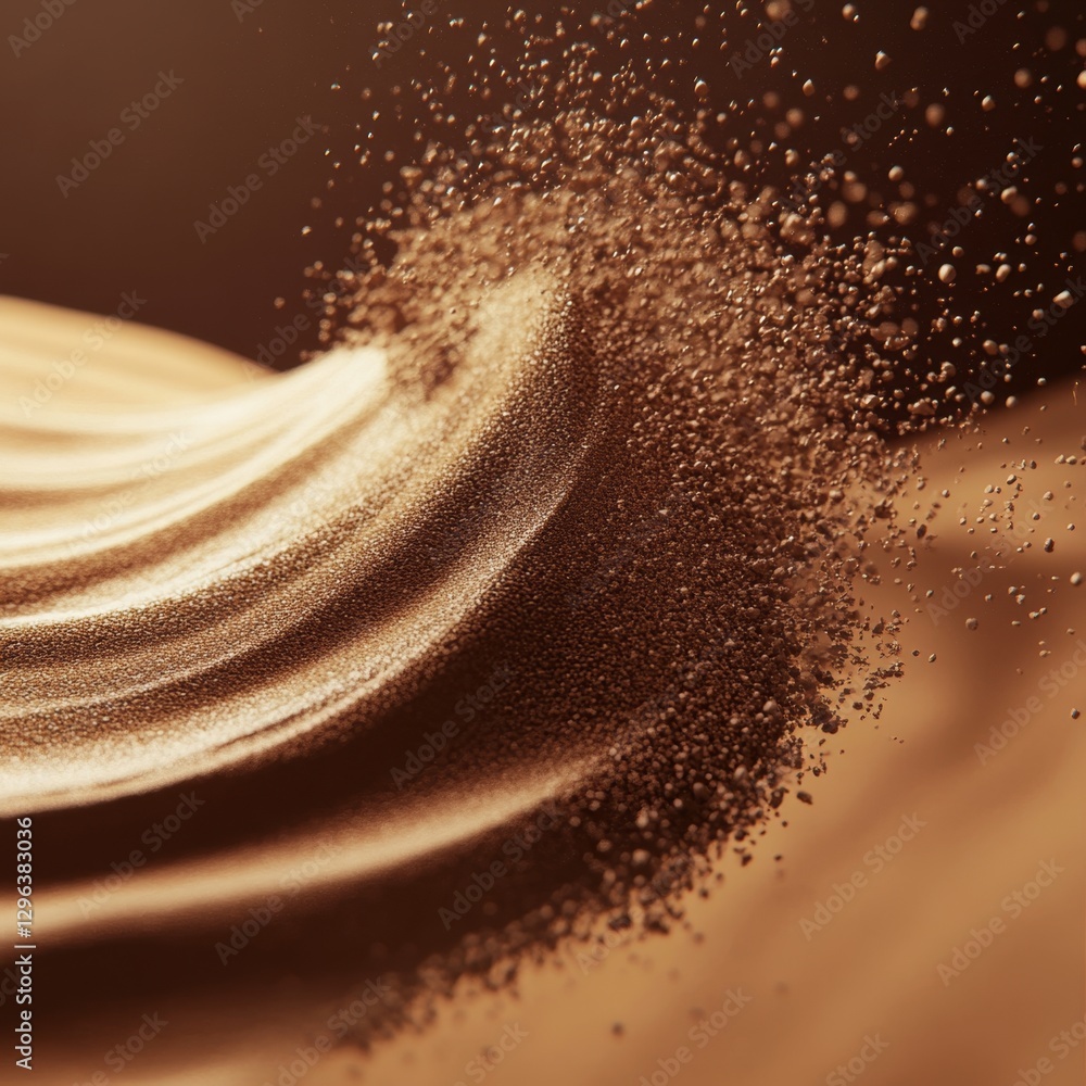 Aufkleber 3d render of cocoa powder forming abstract patterns up close