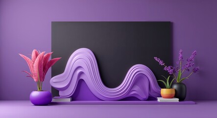 purple aesthetic abstract cartoon on plain dark black background illustration