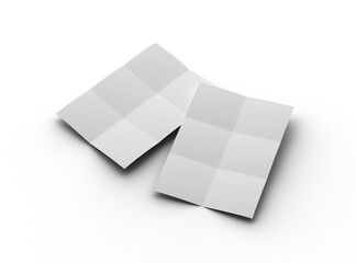 3d rendered image of a A4 sheet with square bends isolated on a transparent background