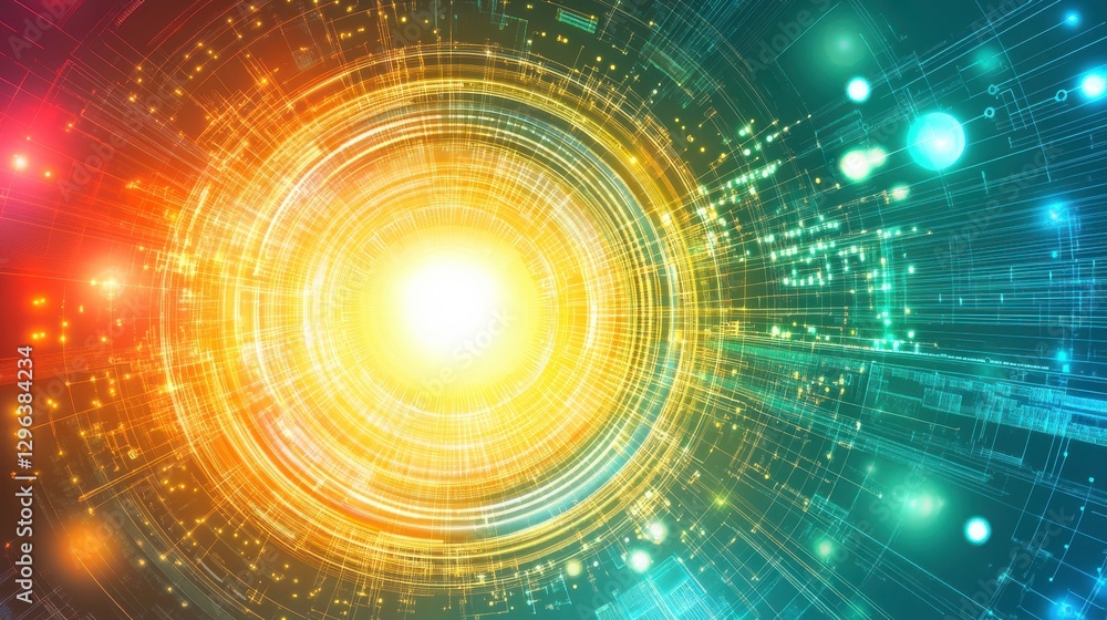 Poster futuristic circuitry visualized in 3d style