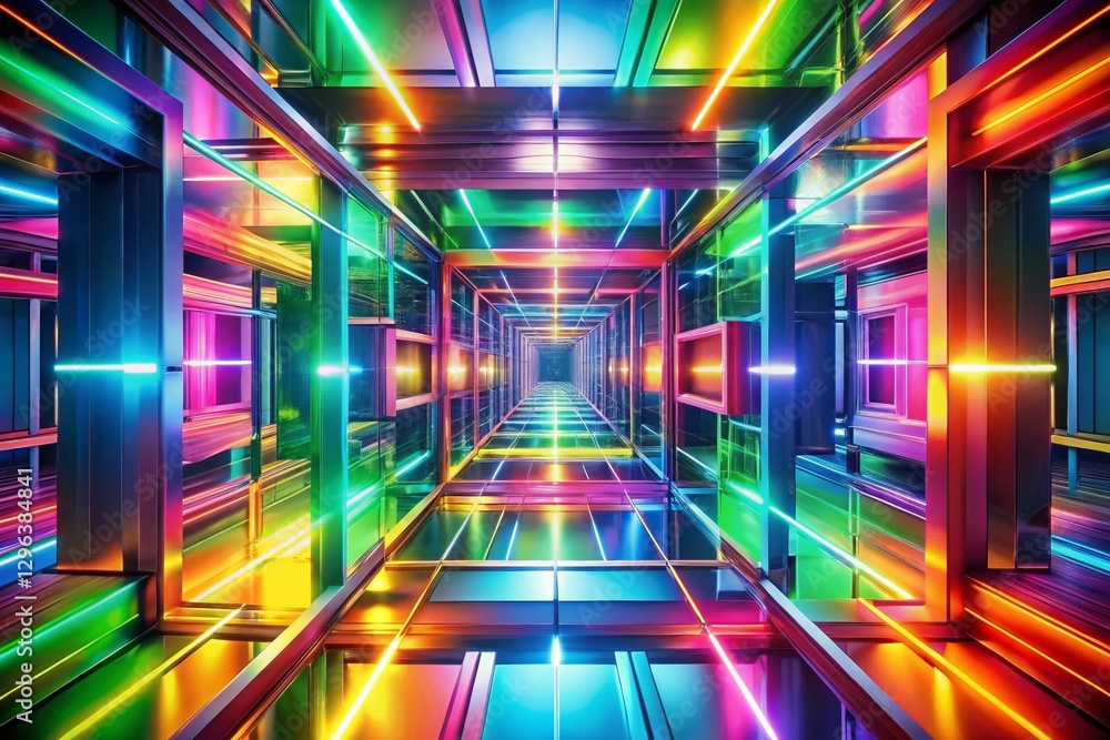 Poster dynamic rainbow rectangle abstract panoramic animation loop