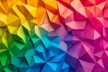 Obraz premium Polygonal Rainbow Abstract Background - Vibrant, colorful, geometric, abstract, and dynamic polygonal shapes create a rainbow effect. Symbolizing energy, creativity, diversity, and optimism