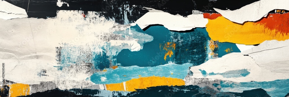 Poster colorful abstract artwork featuring bold textures and layered patterns in vibrant hues. generative a