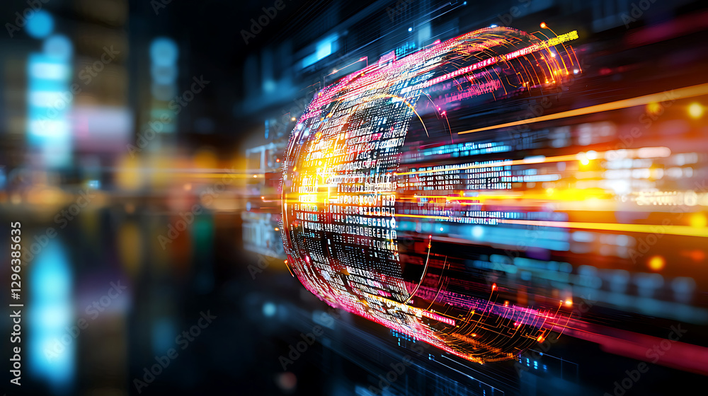 Poster dynamic data visualization digital world graphic design futuristic environment close-up view technol