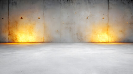 Aged concrete wall in industrial setting with chaotic lighting effects urban environment