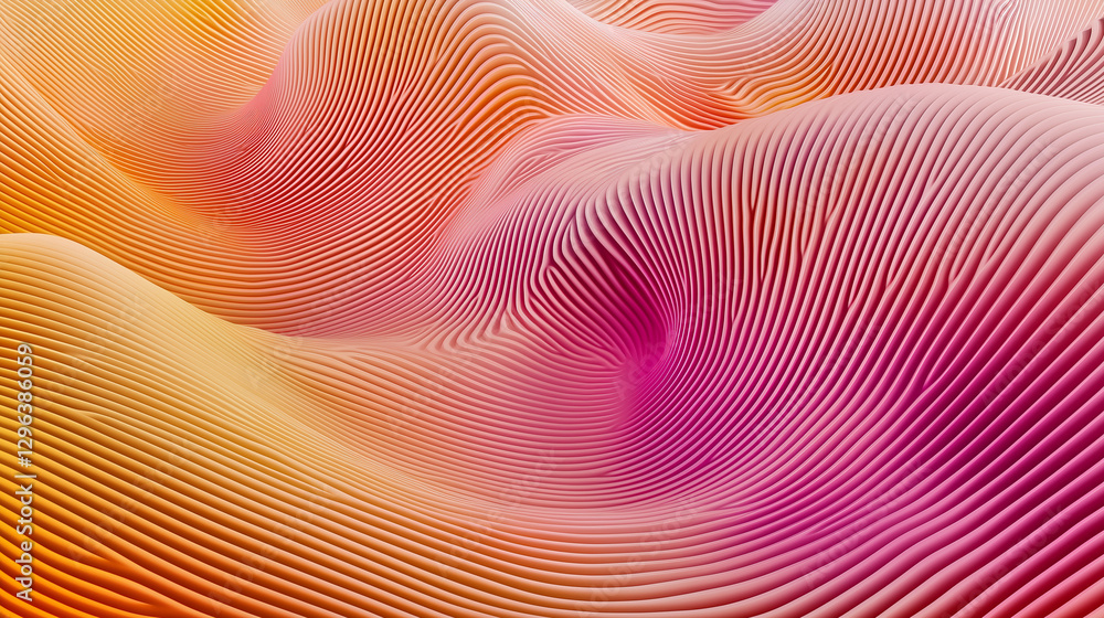 Aufkleber abstract pink and orange wave pattern background texture 3d rendered design