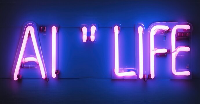 Neon sign ai coded life digital veins running bright futuristic silhouette colorful realistic photo