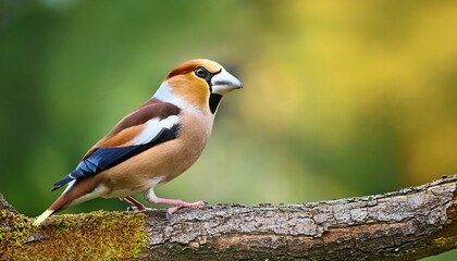 hawfinch coccothraustes coccothraustes sitting on a tree branch