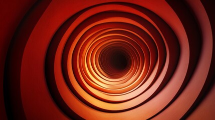 Concentric orange and red spiral tunnel leads to an exit
