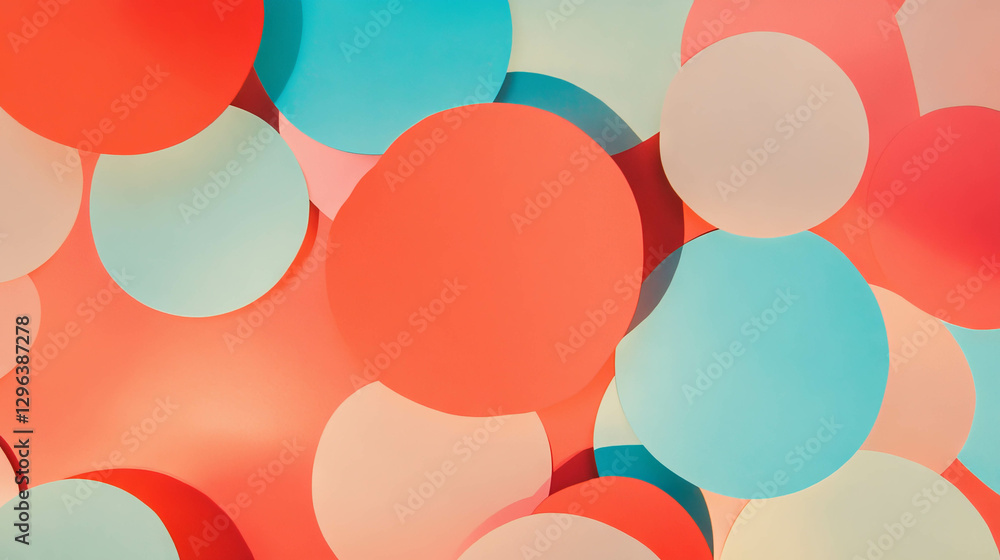 Poster vibrant overlapping paper cutout circles background for creative design