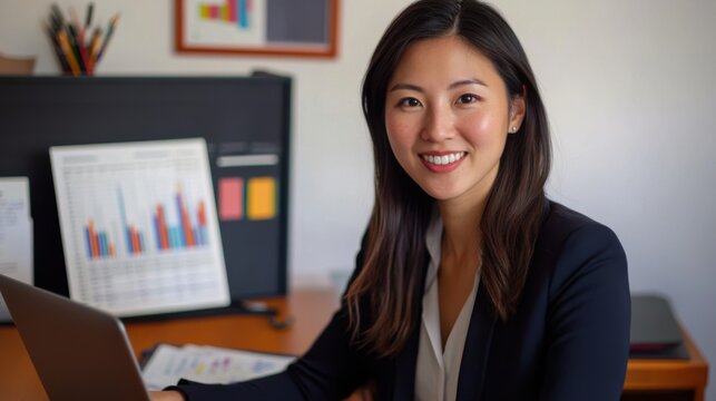 Cropped shot of a businesswoman presenting data on a laptop, with open