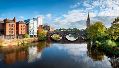 panorama of river trent bridges and reflections in nottingham