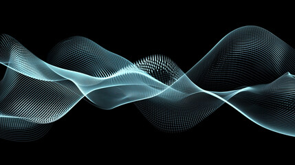 Abstract Teal Wave Pattern Digital Art Flowing Lines Grid Technology Background