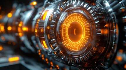 Futuristic engine core glowing with orange energy