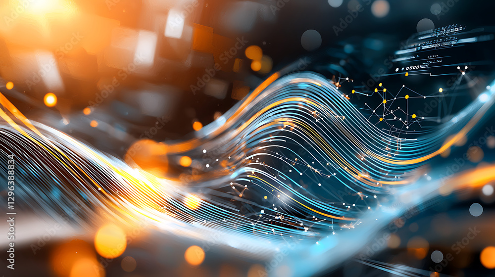 Aufkleber dynamic energy waves digital space abstract art futuristic environment close-up view visual concept 