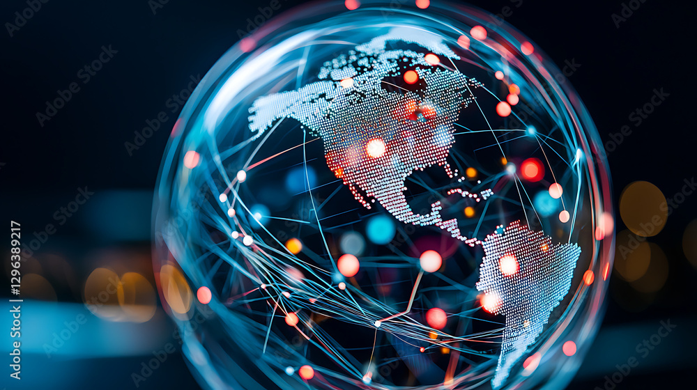 Poster global connectivity dynamics visualizing north america in a digital network technology high-tech env