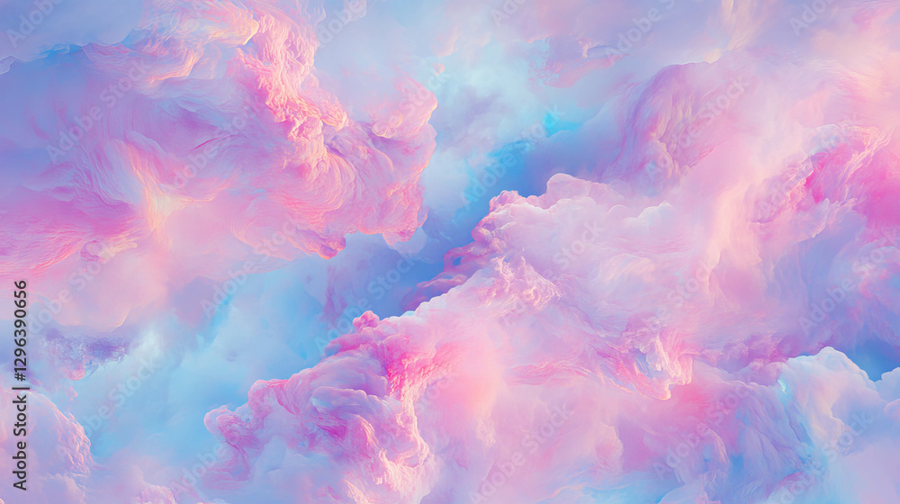 Poster dreamy pastel clouds with soft light atmosphere for calming aesthetic and background design