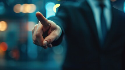 Pointing Finger in the City Lights