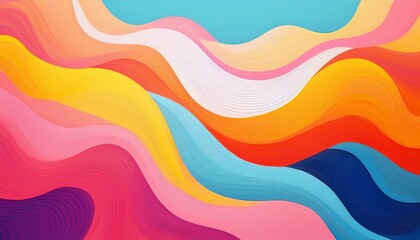 vibrant abstract design featuring layered wavy shapes in bright colors such as pink orange yellow blue and white concept of graphic design branding and creative advertising