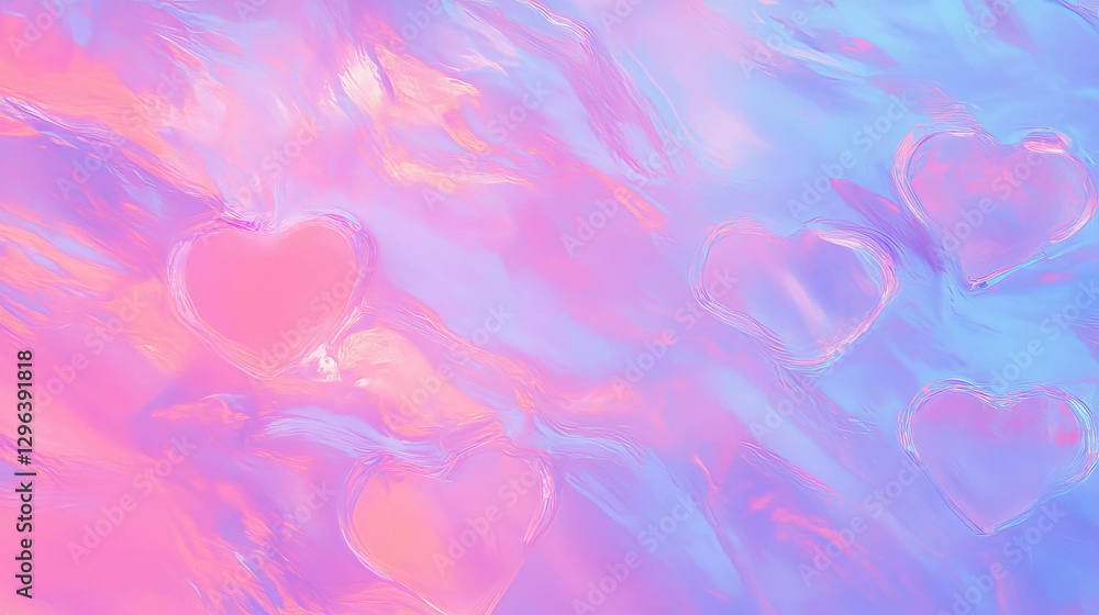 Poster pastel hearts background with soft texture for creative design