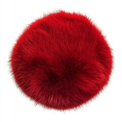A red, furry Santa Claus hat on a white background