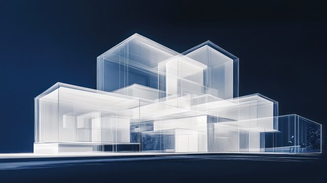 Modern house architectural model, dark background, design concept, construction
