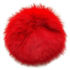A red, furry Santa Claus hat on a white background