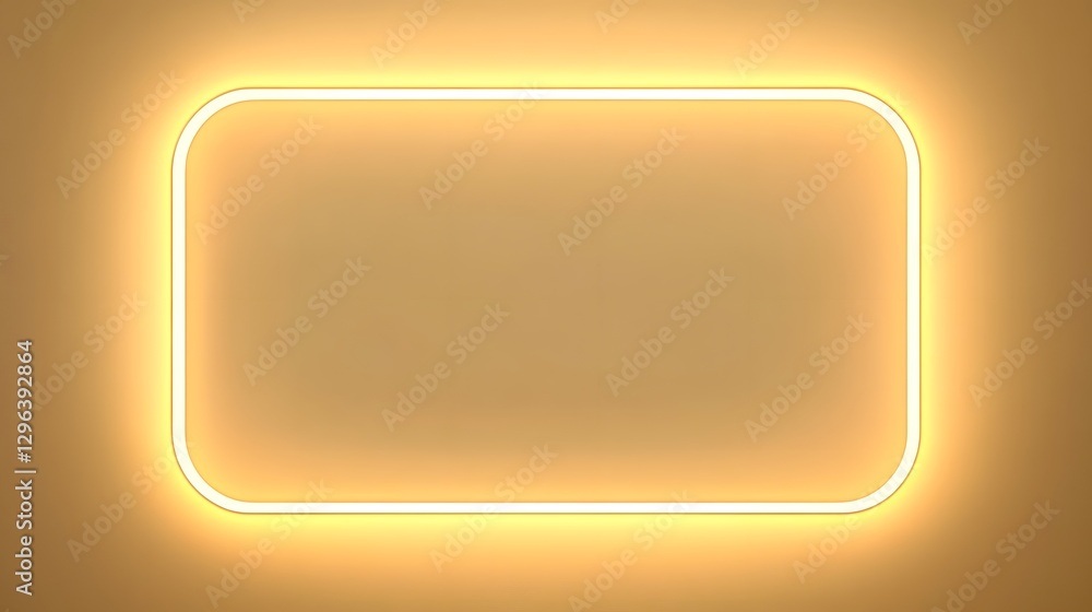 Poster glowing rectangular frame illuminated against a warm tan background