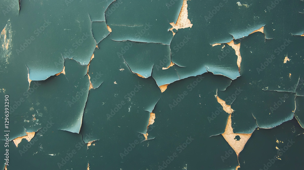 Poster vintage peeling paint texture with faded dark green tones for rustic design and artistic background 