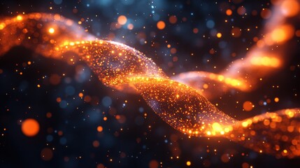 Glowing Strands of DNA Illustrating Abstract Genomic Data Visualization. Generative AI