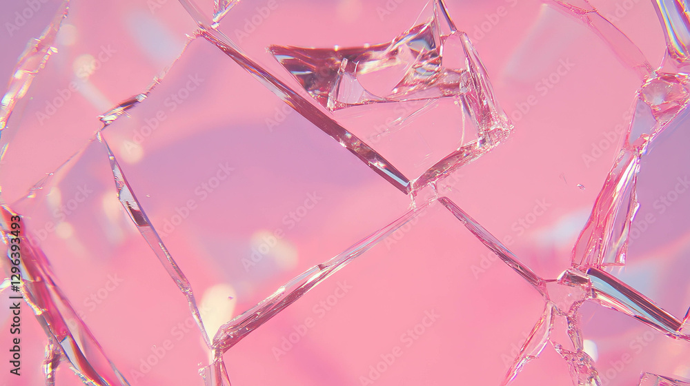 Poster abstract background of broken pink glass with fragmented design concept