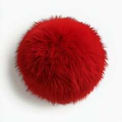 A red, furry Santa Claus hat on a white background