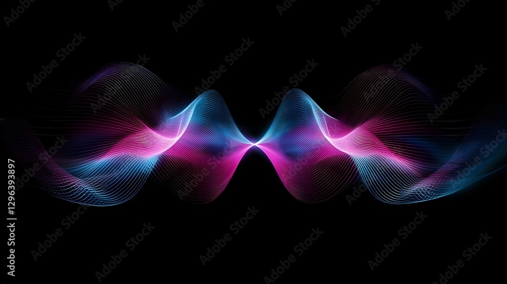 Aufkleber abstract light painting background with neon pink and blue lines on a black canvas, creating dynamic