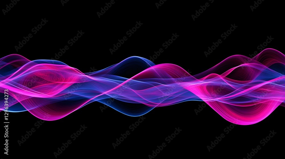 Aufkleber abstract light painting background with neon pink and blue lines on a black canvas, creating dynamic