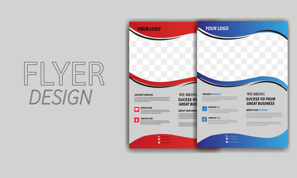 a bundle of 10 templates of a4 flyer, and modern template, in red and bulo color and professional business 