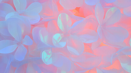 Abstract floral design with frosted plastic cutout flowers for artistic backgrounds