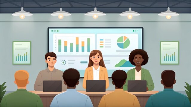 A group of students presenting their findings from a collaborative environmental research project.