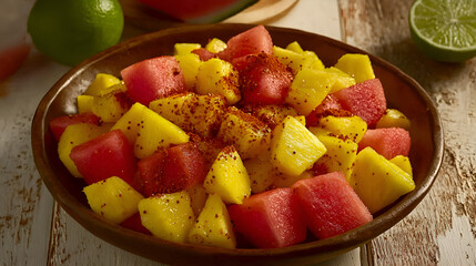 Mexican Spicy Fruit Salad with Tajín and Lime